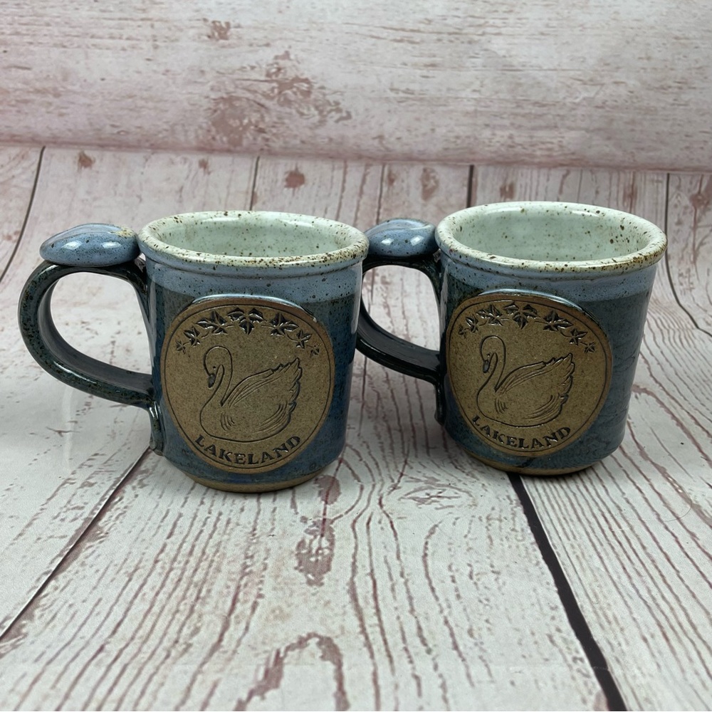 Blue Swan Pottery Stoneware Mug Coffee Cup Lakeland Florida Handcrafted